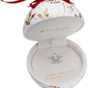 Giani Bernini Ornament Box 2/ Cubic Zirconia Angel 18" Pendant Necklace Sterling
